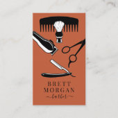 Barber's Tools Orange Black Barber Business Card Visitenkarte (Vorderseite)