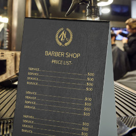 Barbersalon schwarze Goldpreisliste Menü Tischaufsteller