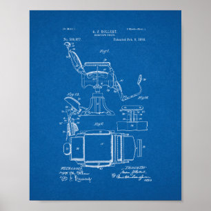Barbersche Chair Patent - Blueprint Poster