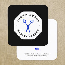 Barberschere Black Emblem Square Business Card