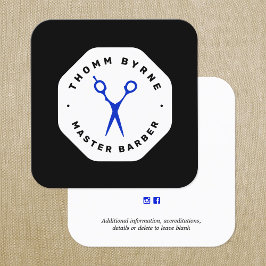 Barberschere Black Emblem Square Business Card Quadratische Visitenkarte