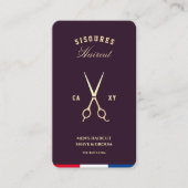 Barberscheren Elegantes Lila Rotes Blau Visitenkarte (Vorderseite)