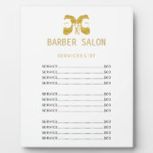 Barbershandel Gold Weißer elegante Dienstleistunge Fotoplatte (Vorderseite)