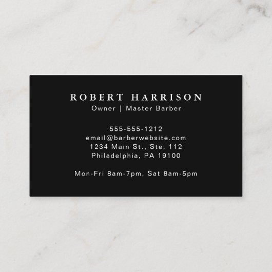 Barbershop Barber Beruflich Black Visitenkarte (Rückseite)