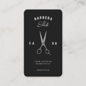 Barbershop Barber Black Silver Scheren Moderne Visitenkarte (Vorderseite)