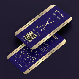 Barbershop Barber Dark Blue Scissors Loyalty Card Visitenkarte