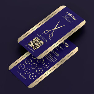 Barbershop Barber Dark Blue Scissors Loyalty Card Visitenkarte