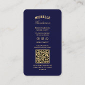 Barbershop Barber Elegant Midnight Blue Scissors Visitenkarte (Rückseite)