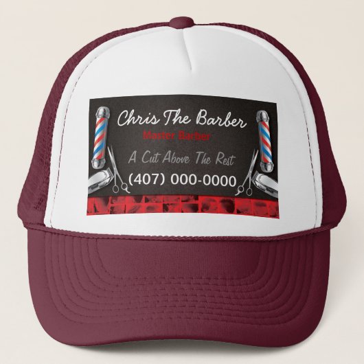 Barbershop Barber Pol und Clippers Trucker Hat Truckerkappe (Vorderseite)