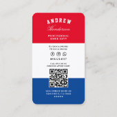 Barbershop Barber Red White Blue Modern Visitenkarte (Rückseite)