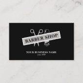 Barbershop Barbier QR Coast-Schere schwarz Visitenkarte (Vorderseite)