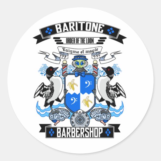 Barbershop Baritone-Wappen Runder Aufkleber (Vorderseite)