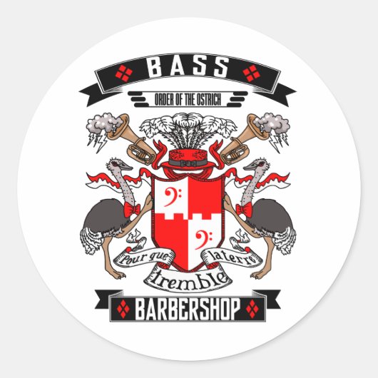 Barbershop Bass Coat of Waffen Runder Aufkleber (Vorderseite)