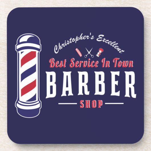 Barbershop Best Stylist Service Barber Monogramm Getränkeuntersetzer (Vorderseite)