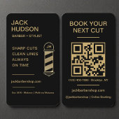 Barbershop Black Gold Barber Haaircut QR Code Visitenkarte
