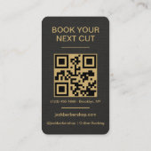 Barbershop Black Linen Gold Barber Haircut Visitenkarte (Rückseite)