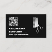 Barbershop Black QR Visitenkarte (Vorderseite)