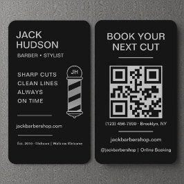 Barbershop Black Silver Barber Haarbcut QR Code Visitenkarte