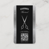 Barbershop Black Silver Scheren Elegantes Loyalitä Visitenkarte (Vorderseite)