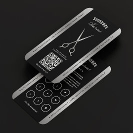 Barbershop Black Silver Scheren Elegantes Loyalitä Visitenkarte
