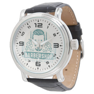 Barbershop Blauer Jeans Textur Armbanduhr