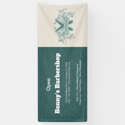 Barbershop Blauer Jeans Textur Banner (Vertikal)