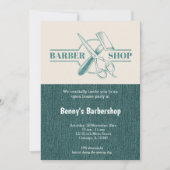 Barbershop Blue Jeans Textur geöffnet Einladung (Vorderseite)