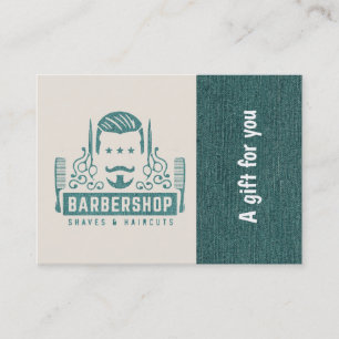 Barbershop Blue Jeans Textur Geschenkgutschein Rabattkarte