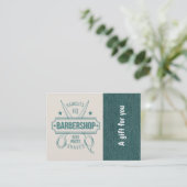 Barbershop Blue Jeans Textur Geschenkgutschein Rabattkarte (Stehend Vorderseite)