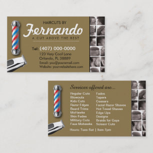 Barbershop Business Card Barber Pol, Clippers com Visitenkarte