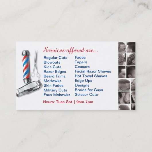 Barbershop Business Card Barber Pol, Clippers com Visitenkarte (Rückseite)