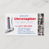 Barbershop Business Card Barber Pol, Clippers com Visitenkarte (Vorderseite)