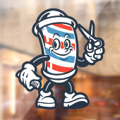 Barbershop Cartoon Barber Pole Character Fensteraufkleber (Blatt 2)