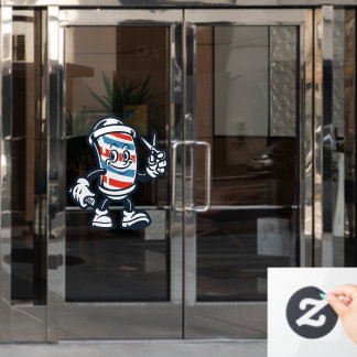 Barbershop Cartoon Barber Pole Character Fensteraufkleber
