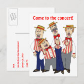 Barbershop Cartoon Quartett Persönliche Einladung (Vorne/Hinten)