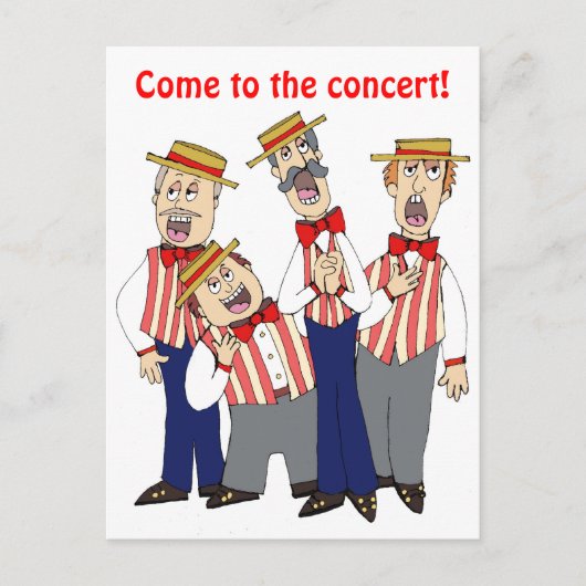 Barbershop Cartoon Quartett Persönliche Einladung (Vorderseite)