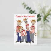 Barbershop Cartoon Quartett Persönliche Einladung (Stehend Vorderseite)