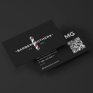 Barbershop Classic Barber Pole Black Elegant Visitenkarte
