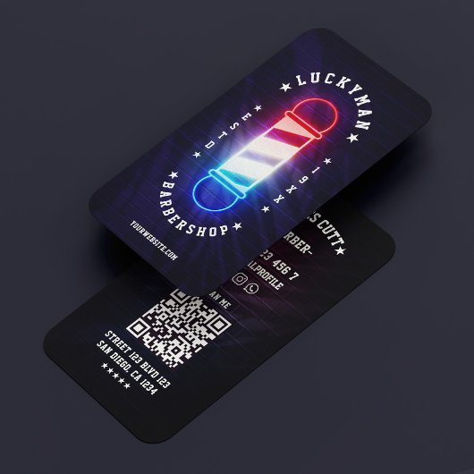 Barbershop Classic Red White Barber Pole Visitenkarte