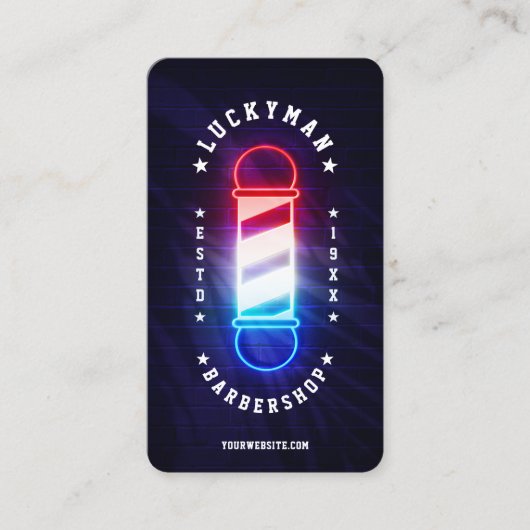 Barbershop Classic Red White Barber Pole Visitenkarte (Vorderseite)