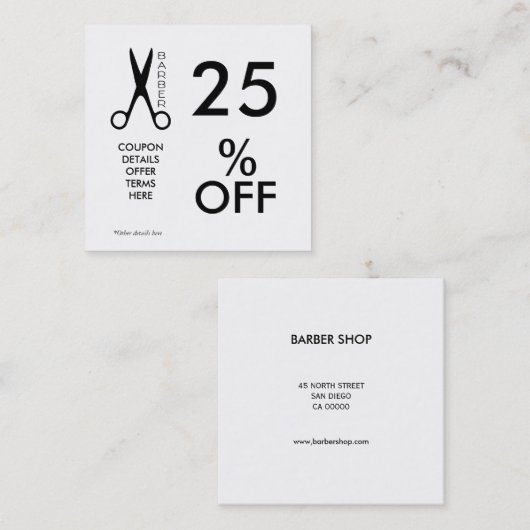 Barbershop Coupon-Karte schwarz-weiß Rabattkarte (Vorne/Hinten)