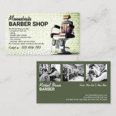 Barbershop Custom Green Foto Visitenkarte (Vorne/Hinten)