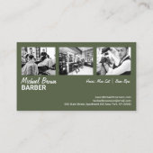 Barbershop Custom Green Foto Visitenkarte (Rückseite)