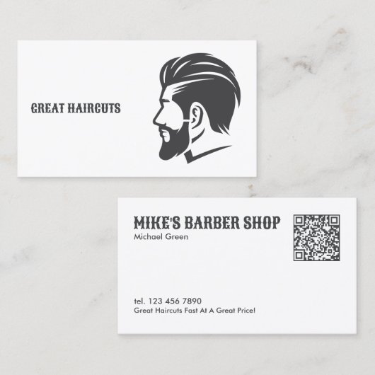 Barbershop Custom QR Barber Visitenkarte (Vorne/Hinten)