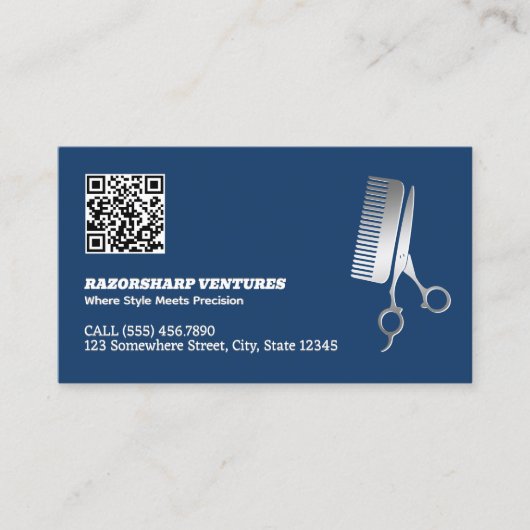 Barbershop Custom QR Visitenkarte (Vorderseite)