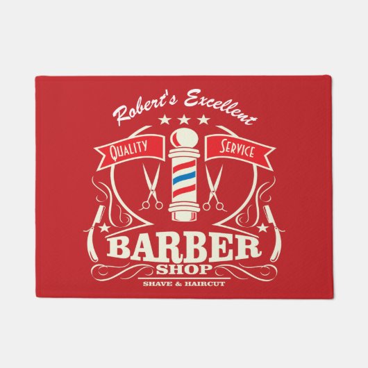 Barbershop Eingang Tür Mat Retro Red Fußmatte (Vorderseite)