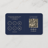 Barbershop Elegant Barber Pole Dark Navy Loyalität Visitenkarte (Rückseite)