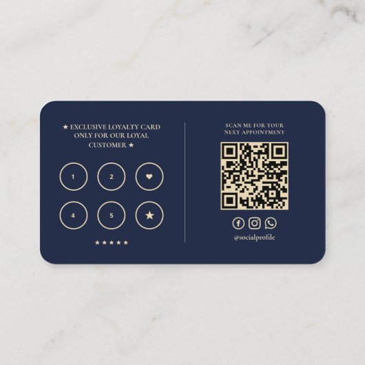 Barbershop Elegant Barber Pole Dark Navy Loyalität Visitenkarte (Rückseite)