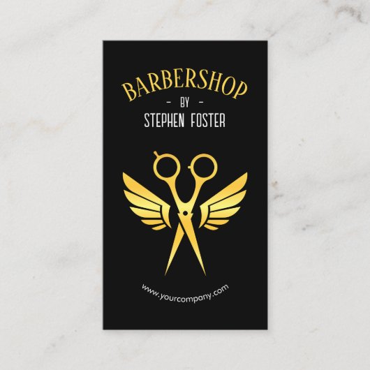 Barbershop Friseur Barbershop Schwarzer Gold Visitenkarte (Vorderseite)
