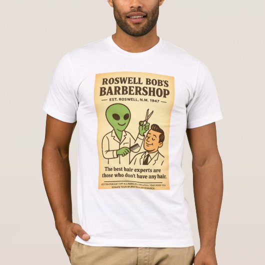 Barbershop Friseur Roswell Außerirdischen Retro de T-Shirt (Vorderseite)